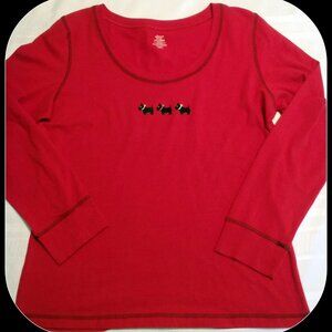 Adonna size 8-10 Medium NWT shirt. Long Sleeve Red Scottie Dog